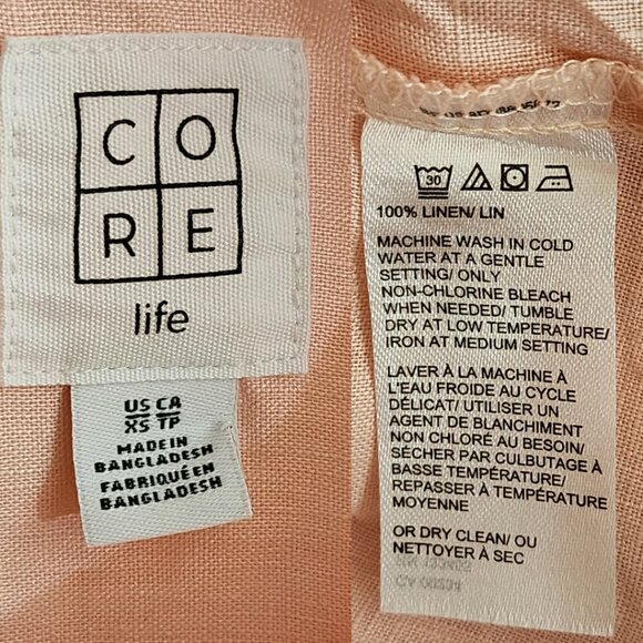 Core Life Blush Pink 100% Linen Button Popover Shirt - Picture 3 of 3